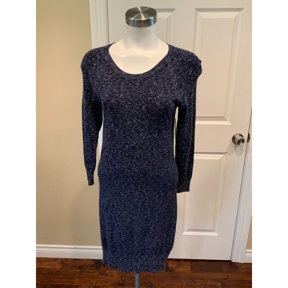 Rag & Bone/Knit Heathered Blue Wool Blend Long Sleeve Dress, Size Small